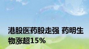 港股医药股走强 药明生物涨超15%