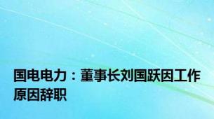 国电电力：董事长刘国跃因工作原因辞职