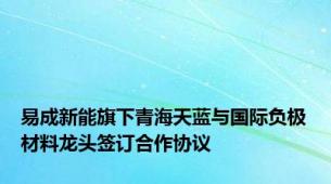 易成新能旗下青海天蓝与国际负极材料龙头签订合作协议