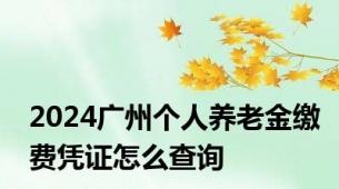 2024广州个人养老金缴费凭证怎么查询