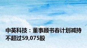 中英科技：董事顾书春计划减持不超过59,075股