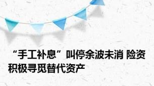 “手工补息”叫停余波未消 险资积极寻觅替代资产