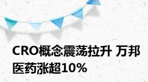 CRO概念震荡拉升 万邦医药涨超10%