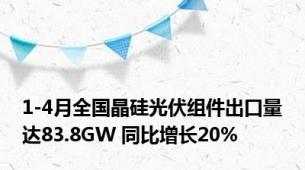 1-4月全国晶硅光伏组件出口量达83.8GW 同比增长20%