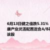 6月13日健之佳跌5.31%，融通健康产业灵活配置混合A/B基金重仓该股