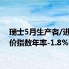 瑞士5月生产者/进口物价指数年率-1.8%