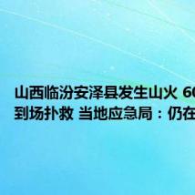 山西临汾安泽县发生山火 600余人到场扑救 当地应急局：仍在扑救中