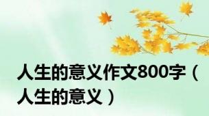 人生的意义作文800字（人生的意义）