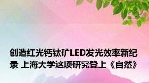 创造红光钙钛矿LED发光效率新纪录 上海大学这项研究登上《自然》