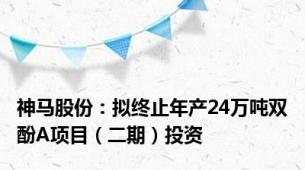 神马股份：拟终止年产24万吨双酚A项目（二期）投资