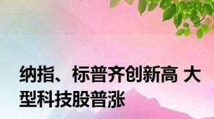 纳指、标普齐创新高 大型科技股普涨