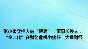 张小泉实控人被“限高”，董事长换人，“企二代”在财务危机中接任｜大鱼财经