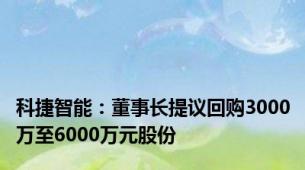 科捷智能：董事长提议回购3000万至6000万元股份