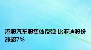 港股汽车股集体反弹 比亚迪股份涨超7%