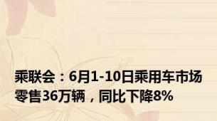 乘联会：6月1-10日乘用车市场零售36万辆，同比下降8%