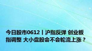 今日股市0612丨沪指反弹 创业板指调整 大小盘股会不会轮流上涨？