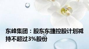 东峰集团：股东东捷控股计划减持不超过3%股份