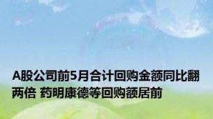 A股公司前5月合计回购金额同比翻两倍 药明康德等回购额居前