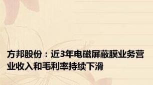 方邦股份：近3年电磁屏蔽膜业务营业收入和毛利率持续下滑