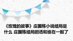 《玫瑰的故事》庄国栋小说结局是什么 庄国栋结局剧透和谁在一起了