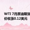 WTI 7月原油期货结算价收涨0.12美元