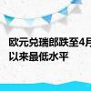 欧元兑瑞郎跌至4月19日以来最低水平