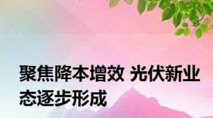 聚焦降本增效 光伏新业态逐步形成