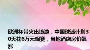 欧洲杯带火出境游，中国球迷计划30天花6万元观赛，当地酒店房价飙涨