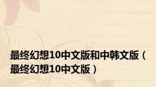 最终幻想10中文版和中韩文版（最终幻想10中文版）