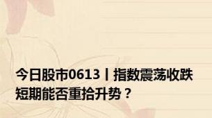 今日股市0613丨指数震荡收跌 短期能否重拾升势？