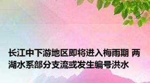 长江中下游地区即将进入梅雨期 两湖水系部分支流或发生编号洪水