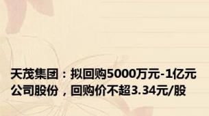 天茂集团：拟回购5000万元-1亿元公司股份，回购价不超3.34元/股