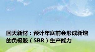 回天新材：预计年底前会形成新增的负极胶（SBR）生产能力