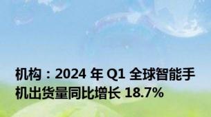 机构：2024 年 Q1 全球智能手机出货量同比增长 18.7%