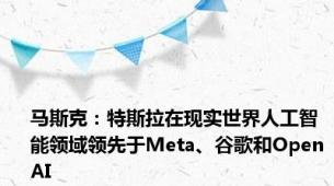 马斯克：特斯拉在现实世界人工智能领域领先于Meta、谷歌和OpenAI