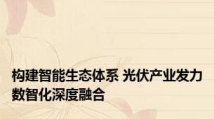 构建智能生态体系 光伏产业发力数智化深度融合