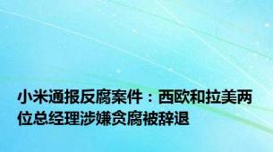 小米通报反腐案件：西欧和拉美两位总经理涉嫌贪腐被辞退