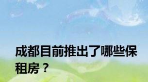 成都目前推出了哪些保租房？