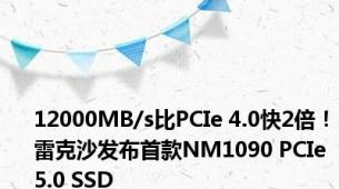 12000MB/s比PCIe 4.0快2倍！雷克沙发布首款NM1090 PCIe 5.0 SSD