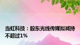 当虹科技：股东光线传媒拟减持不超过1%