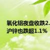 氧化铝夜盘收跌2.4%，沪锌也跌超1.1%