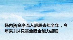 场内资金净流入额超去年全年，今年来314只基金吸金能力超强