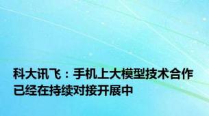 科大讯飞：手机上大模型技术合作已经在持续对接开展中