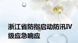 浙江省防指启动防汛Ⅳ级应急响应