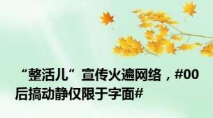 “整活儿”宣传火遍网络，#00后搞动静仅限于字面#