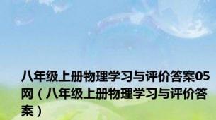 八年级上册物理学习与评价答案05网（八年级上册物理学习与评价答案）