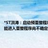 *ST洪涛：启动预重整程序 是否能进入重整程序尚不确定