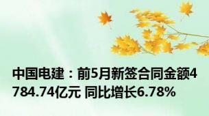 中国电建：前5月新签合同金额4784.74亿元 同比增长6.78%