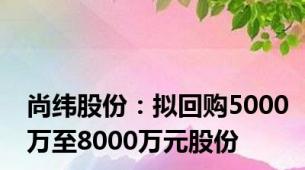 尚纬股份：拟回购5000万至8000万元股份