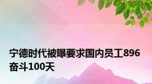 宁德时代被曝要求国内员工896 奋斗100天